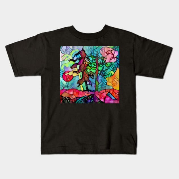 True North Stained Glass Kids T-Shirt by ninasilver